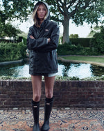 Downpour Izzy PU Kapuzen Regenjacke Schwarz (Unisex)