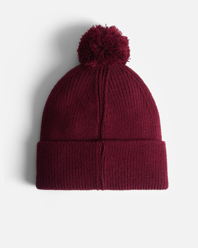 Brenig Ribbed Pom Mütze in Rot (Unisex)