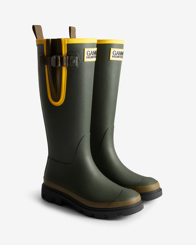 Downpour Adjustable Tall Gummistiefel Ganni X Hunter Dark Olive (Unisex)