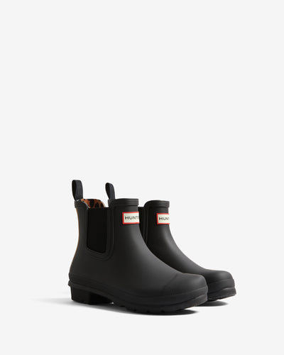 Chelsea Leopard Print Backstrap Gummistiefel Schwarz (Damen)