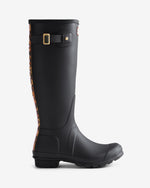 Women's Leopard Print Backstrap Tall Wellington Boots in Schwarz