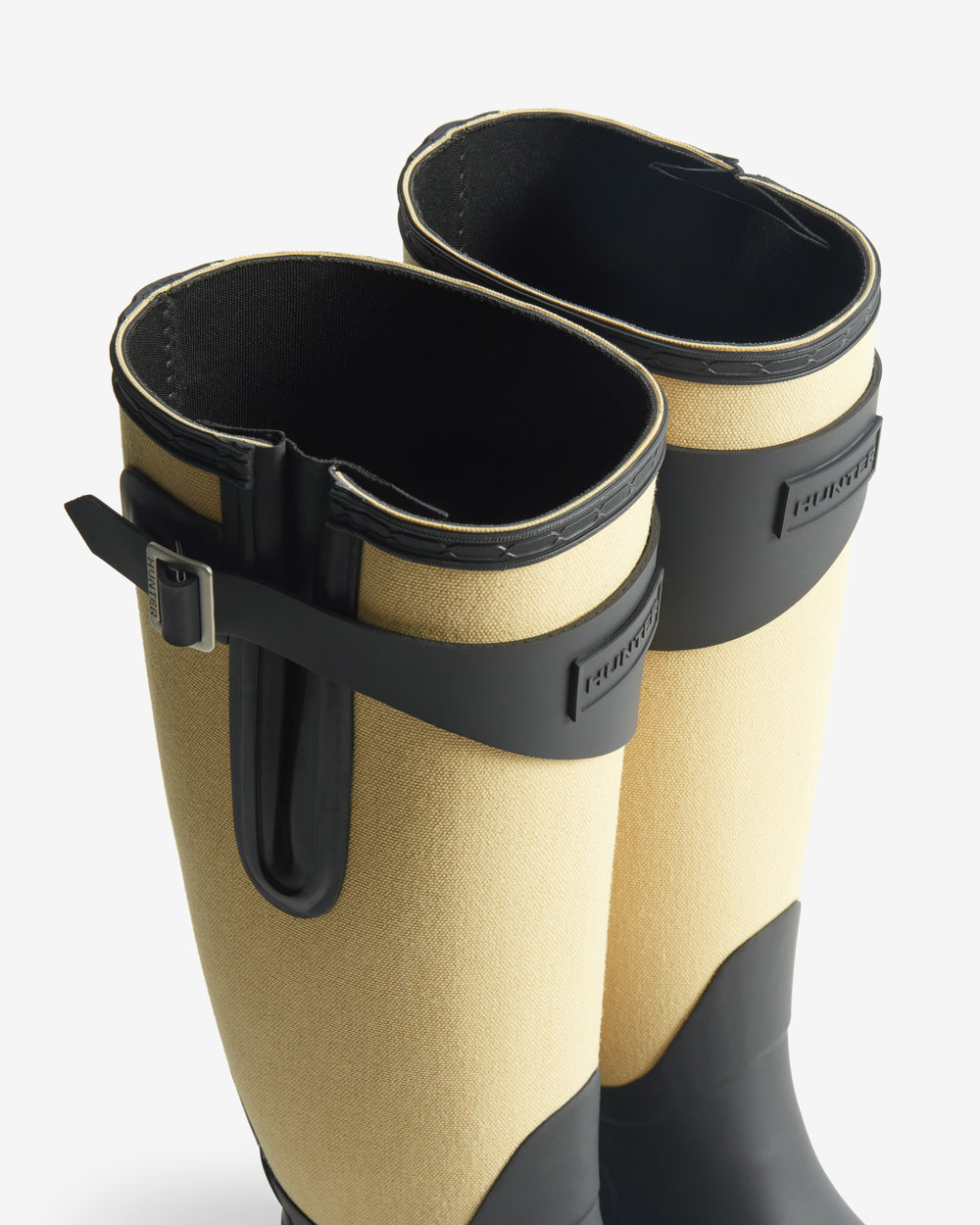 Refined Tall Canvas Gummistiefel Schwarz/Beige (Damen)